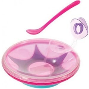 Plato Nuby térmico con cuchara rosa