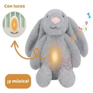 Cunero Baby Sunki Conejo luminoso musical gris