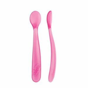 Cuchara Chicco de silicona rosa x2