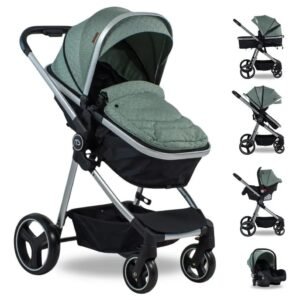Coche travel system 3 en 1 tokio verde Mega Baby