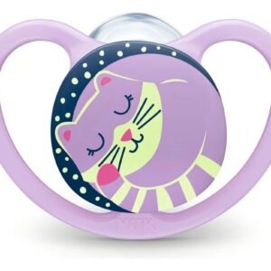 Chupete Nuk space luminoso 0-6 x2 violeta / blanco