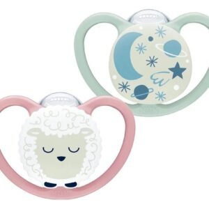 Chupete Nuk space luminoso 6-18m x2 oveja