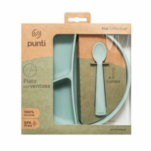 Plato Punti de silicona redondo con cuchada verde