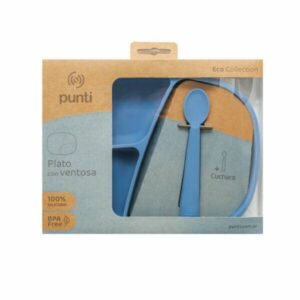 Plato Punti de silicona rectangular con cuchada azul