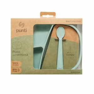 Plato Punti de silicona rectangular con cuchada verde