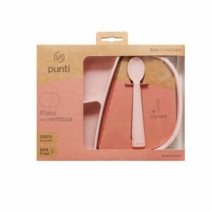 Plato Punti de silicona rectangular con cuchada rosa
