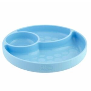 Plato Chicco de silicona celeste