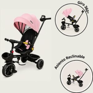 Triciclo Completo Reclinado y Giro 360° Rosa SKT